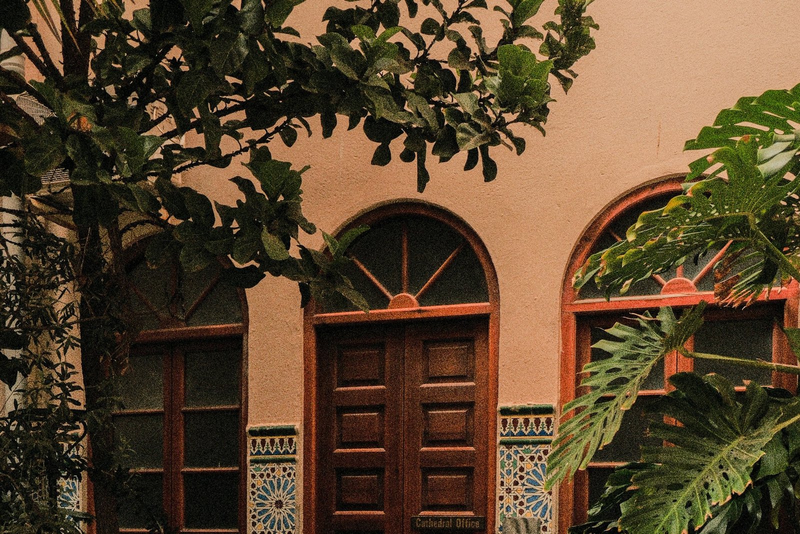 Courtyard with arched openings and planting