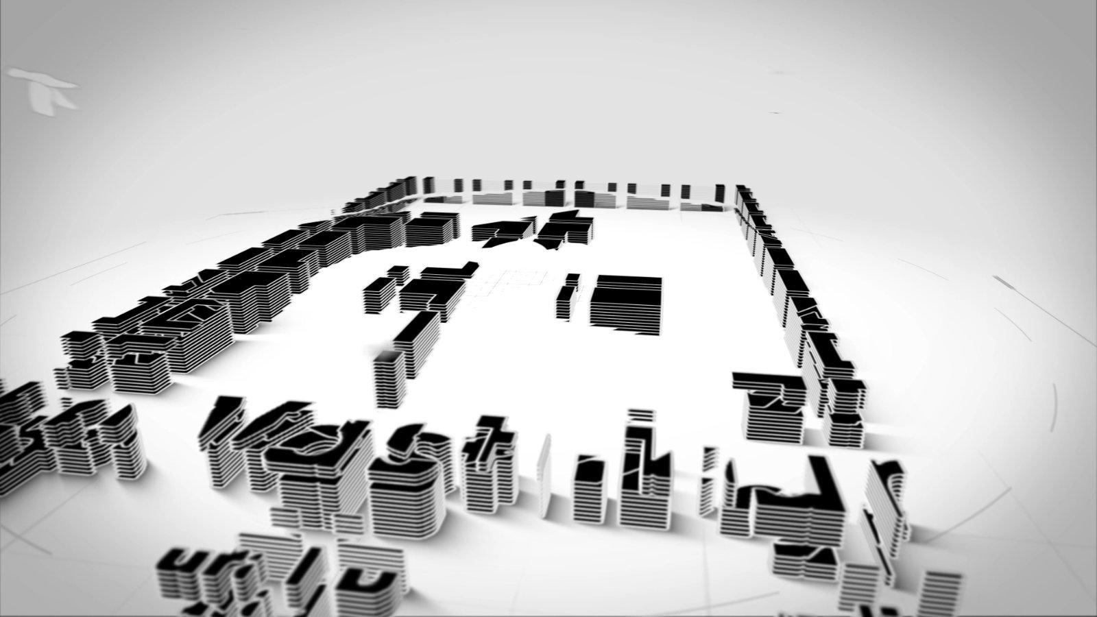 Monochrome architectural massing model
